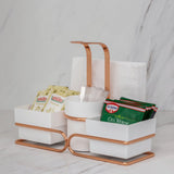 Conjunto para Chá e Café Porta Sachês Mexedor Branco e Rose Gold 3 em 1 - Ela Decora