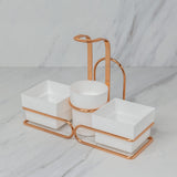 Conjunto para Chá e Café Porta Sachês Mexedor Branco e Rose Gold 3 em 1 - Ela Decora