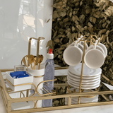 Conjunto para Sachês Chá Café Açucar e Adoçante Branco e Dourado - Ela Decora