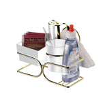 Conjunto para Sachês Chá Café Açucar e Adoçante Branco e Dourado - Ela Decora