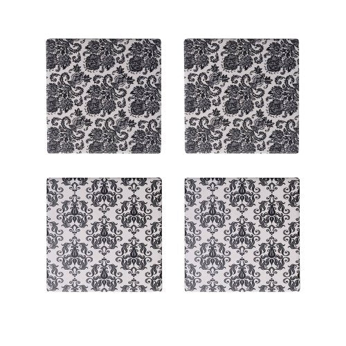 Conjunto Porta Copos de Cerâmica Preto e Branco 4 Peças - Ela Decora
