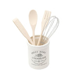 Conjunto Utensílios para Cozinha com Suporte em Cerâmica 5 Peças - Ela Decora