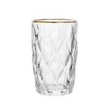 Copo Alto de Vidro Diamond com Fio de Ouro - 350ml - Ela Decora