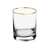 Copo Baixo Whisky Barware Gold Fio de Ouro em Cristal Ecológico - 320ml - Ela Decora
