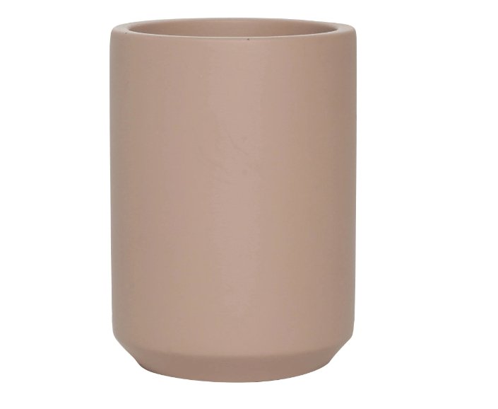 Copo Cachepot Porta Escova de Dente em Cimento Rosa 10,5cm - Ela Decora