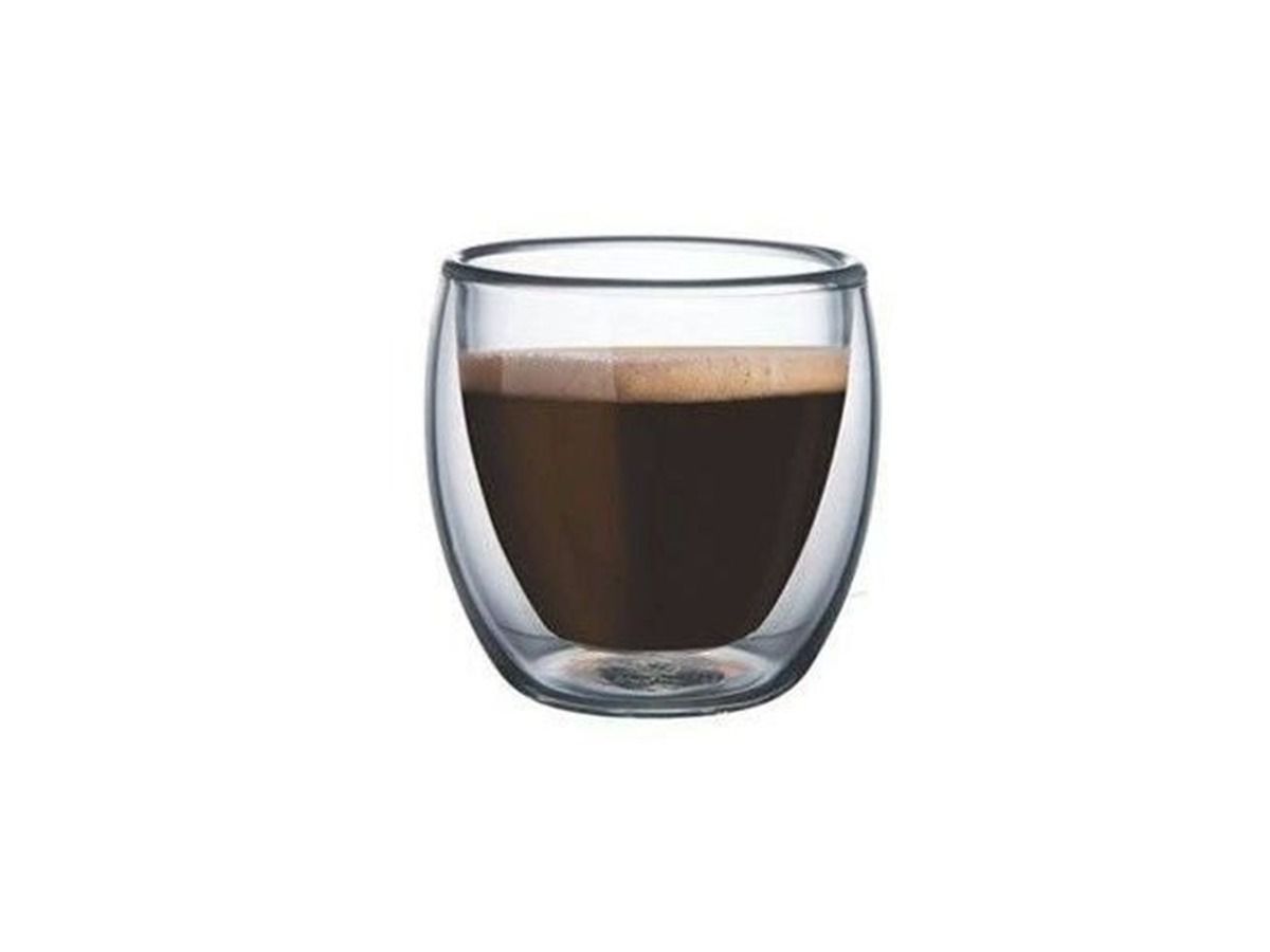 Copo Café Parede Dupla em Vidro Borossilicato - 80ml - Ela Decora