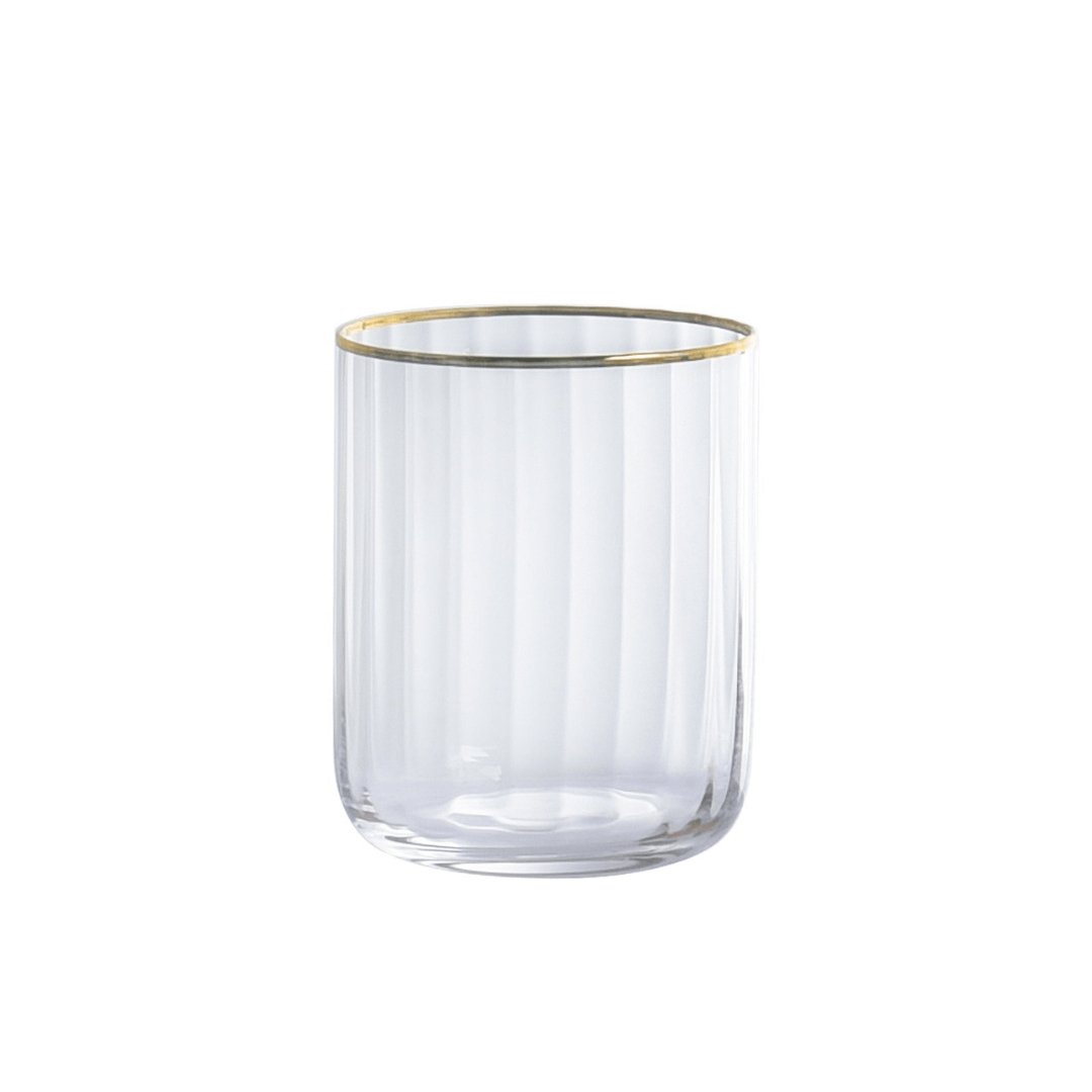 Copo de Vidro com Borda de Ouro 300ml - Ela Decora