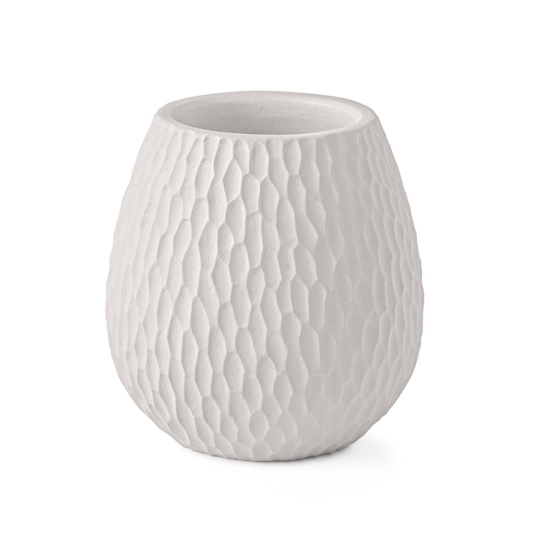 Copo Porta Escova Multiuso em Cimento Branco 9cm - Ela Decora