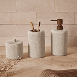 Copo Porta Escova Multiuso em Poliresina Areia 14cm - Ela Decora