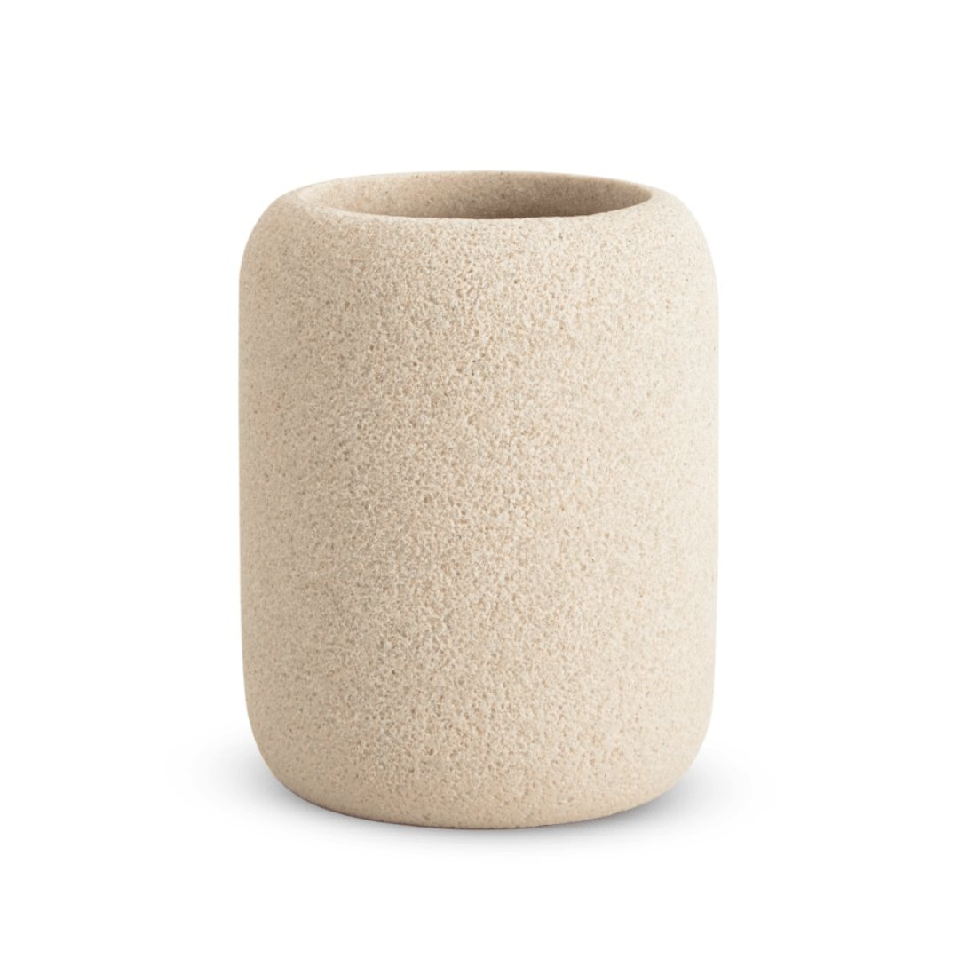 Copo Porta Escova Multiuso em Poliresina Bege 10cm - Ela Decora