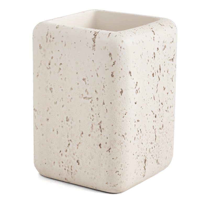 Copo Porta Escova Multiuso em Poliresina Branco 11cm Mart 17607 - Ela Decora