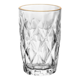 Copo Alto de Vidro Diamond com Fio de Ouro 390ml