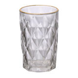 Copo long drink 340ml textura diamond com acabamento fio de ouro