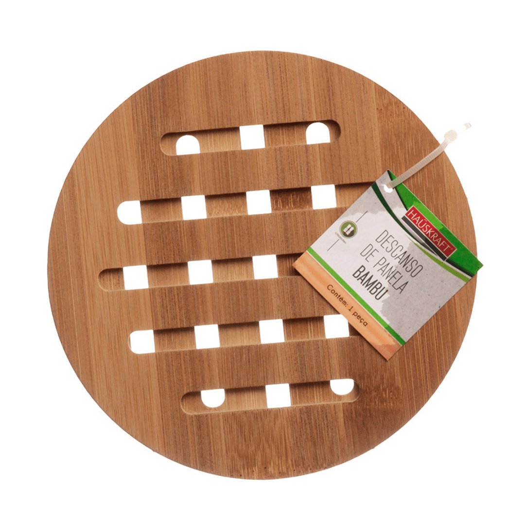 Descanso de Panela em Bambu Redondo 16cm - Ela Decora