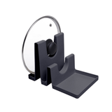 Descanso para Tampas e Utensilios em Bambu e Plástico Preto - Ela Decora