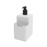 Dispenser de Detergente Single com Porta Esponja Bucha Branco - 500ml - Ela Decora