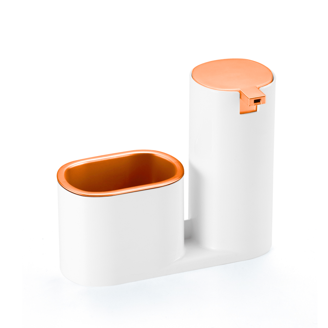 Dispenser Detergente Bucha Linha Conceito Branco e Rose Gold - Ela Decora