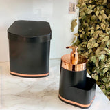 Dispenser Para Pia Eleganza Preto Com Rose Gold - Ela Decora