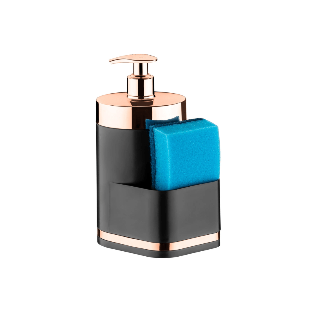 Dispenser Para Pia Eleganza Preto Com Rose Gold - Ela Decora