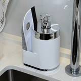 Dispenser Porta Detergente Organizador De Pia Branco e Cromado - Ela Decora