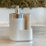 Dispenser Porta Detergente Organizador De Pia Branco e Cromado - Ela Decora