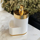 Dispenser Porta Detergente Organizador de Pia Branco e Dourado - Ela Decora