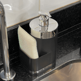 Dispenser Porta Detergente Organizador De Pia Preto e Cromado - Ela Decora