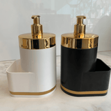 Dispenser Porta Detergente Organizador de Pia Preto e Dourado - Ela Decora