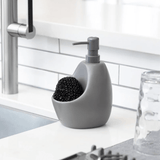 Dispenser Porta Detergente com Esponja Joey Cinza 591ml