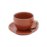 Conjunto 4 Xícaras Porcelana Para Café Com Pires Laranja Drops - 90ml