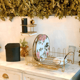 Escorredor de Louças 10 pratos 8 copos Aço Dourado - Ela Decora