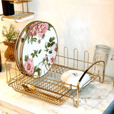 Escorredor de Louças 10 pratos 8 copos Aço Dourado - Ela Decora