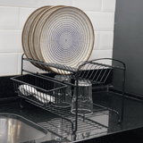 Escorredor De Louças Duplo 16 Pratos Aço Ônix - Ela Decora