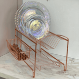 Escorredor de Louças Duplo 16 Pratos Aço Rose Gold - Ela Decora