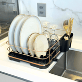 Escorredor de Louças Rose Gold Preto com Porta Talheres - Ela Decora