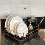 Escorredor de Louças Rose Gold Preto com Porta Talheres - Ela Decora