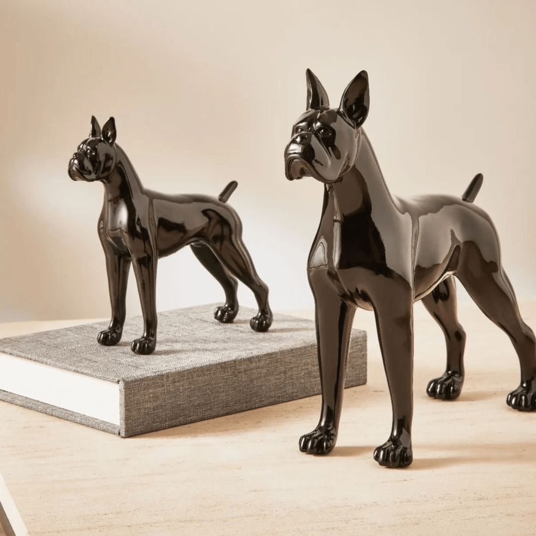 Escultura Cachorro em Poliresina Preto 18cm - Ela Decora