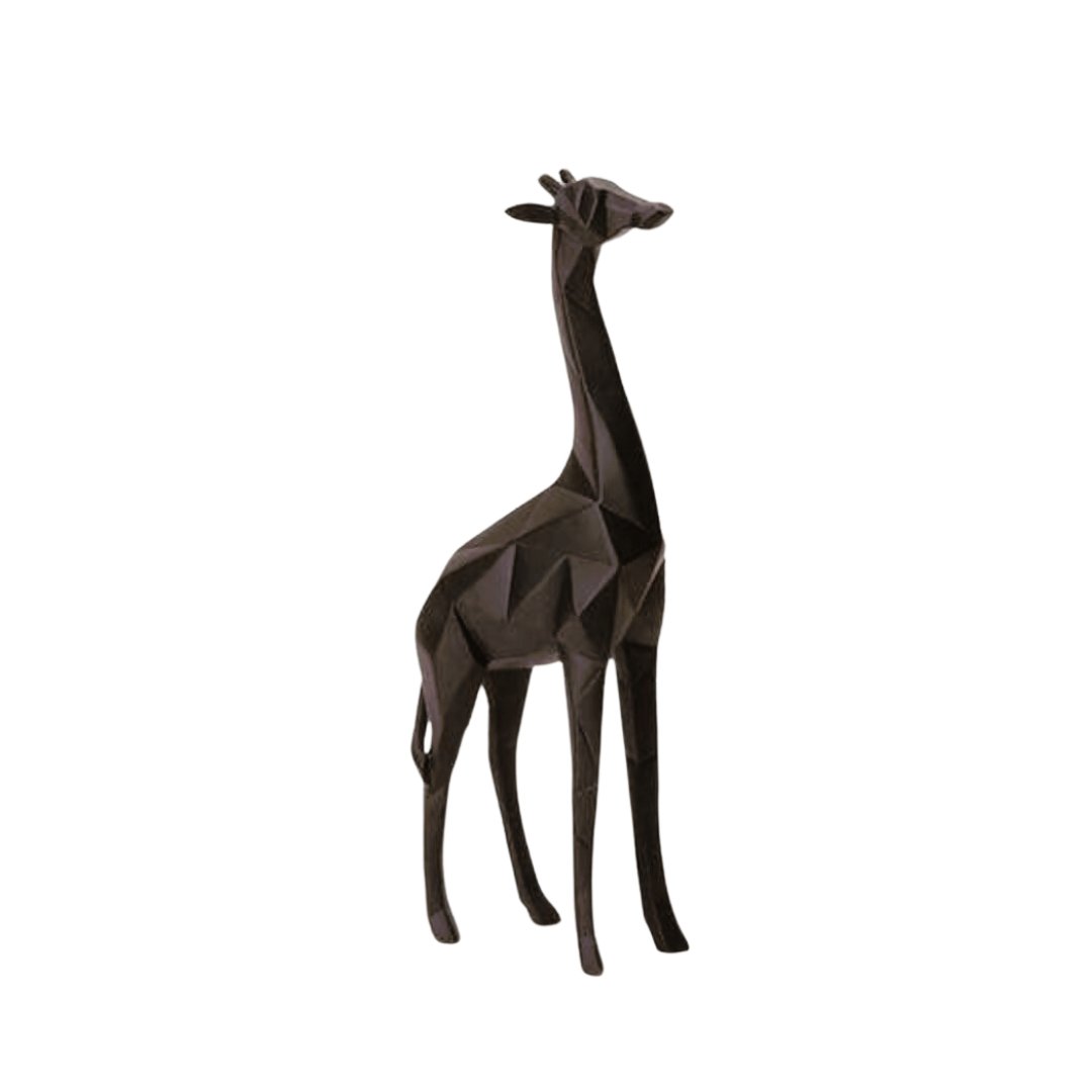 Escultura Girafa em Poliresina Preto 30cm - Ela Decora