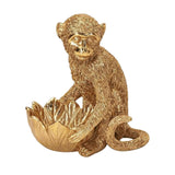 Escultura Macaco em Poliresina Dourado 17cm - Ela Decora