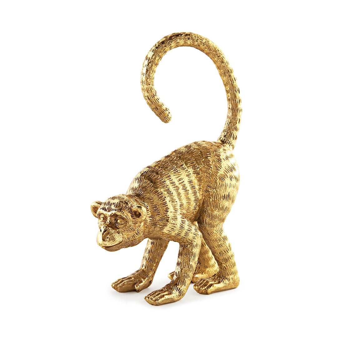 Escultura Macaco em Poliresina Dourado 21,5cm - Ela Decora