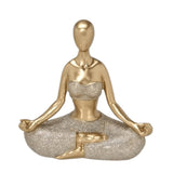 Escultura Mulher Yoga Decorativa Dourado 17cm - Ela Decora