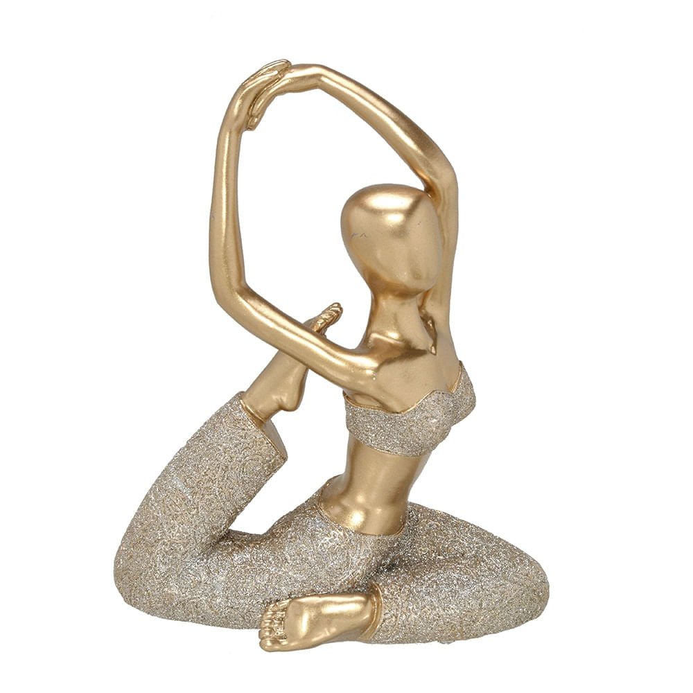 Escultura Mulher Yoga Decorativa Dourado 20,5cm - Ela Decora