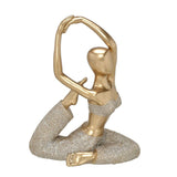 Escultura Mulher Yoga Decorativa Dourado 20,5cm - Ela Decora