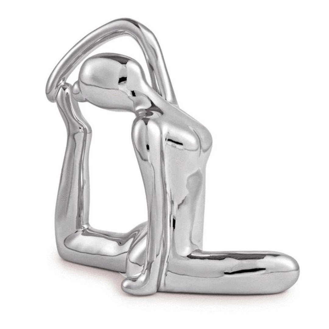 Escultura Mulher Yoga em Porcelana Cromado - Ela Decora