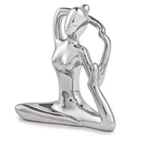 Escultura Mulher Yoga em Porcelana Cromado - Ela Decora