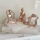 Escultura Mulher Yoga em Porcelana Rose Gold - Ela Decora