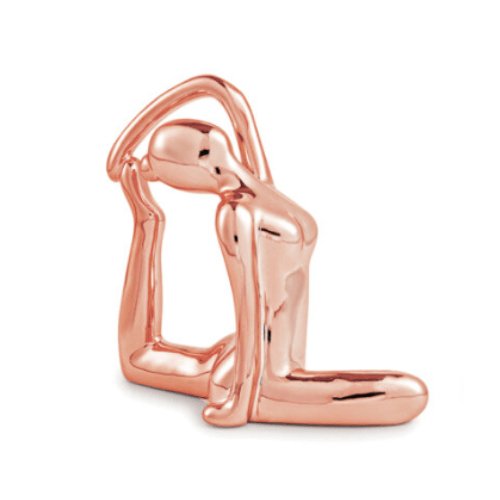 Escultura Mulher Yoga em Porcelana Rose Gold - Ela Decora