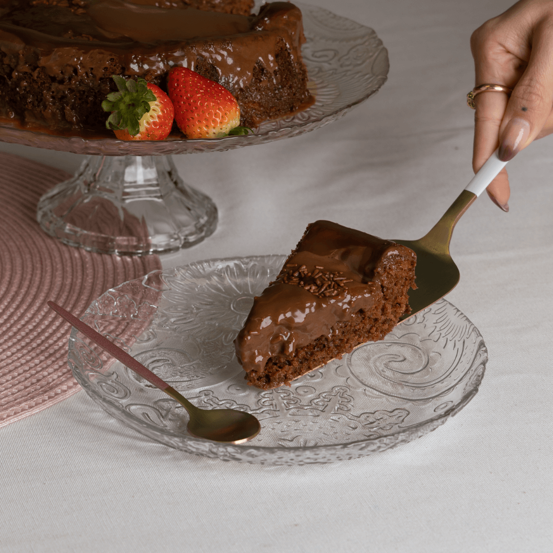 Espatula para Bolo Aço Inox Opera Champanhe e Branca 20,5cm - Ela Decora