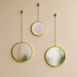Conjunto Espelhos com Moldura Redondos Dima Dourado 38 cm x 22cm e 20 cm x 18 cm 3 Peças