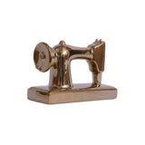 Estátua Decorativa Cerâmica Máquina de Costura Sewing Machine Dourada - 22 cm - Ela Decora